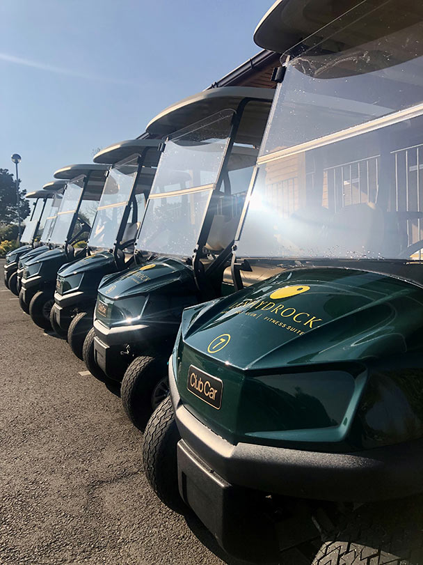New electric golf buggies at Lanhydrock Hotel and Golf Club