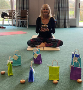 Jill Buxton Dru Yoga Teacher leading retreat at Lanhydrock Hotel